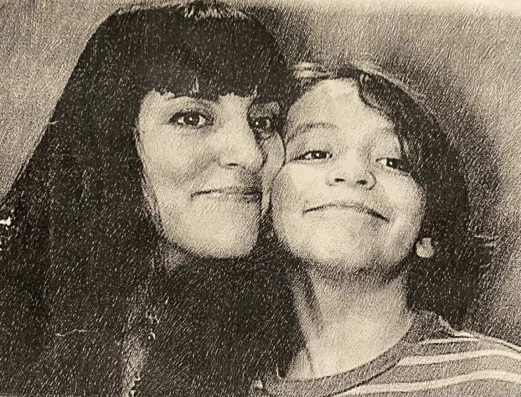 Mother and son sketch photo