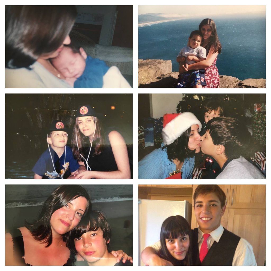 collage of photos of my son and I